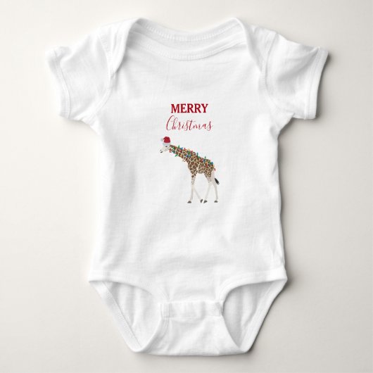Kerst Giraffe Funny Animals met Santa Hat Romper (Voorkant)