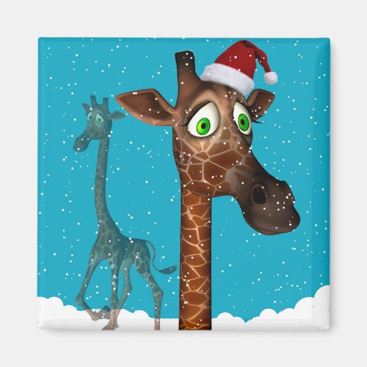 Kerst Giraffe Magnetiet Magneet (Voorkant)