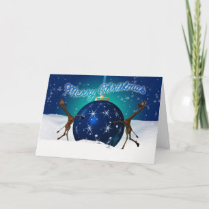 Kerst Giraffe met gigantische bubbel Feestdagen Kaart