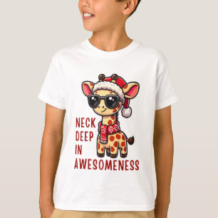 Kerst Giraffe met zonnebril, Feestelijke Kerstman T-shirt