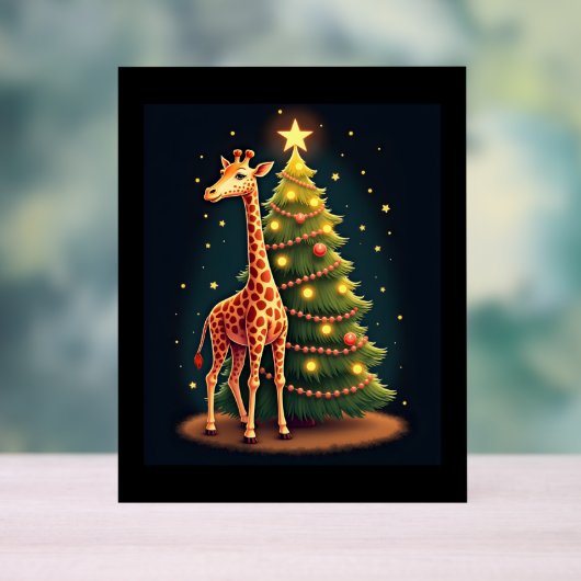 Kerst Giraffe Officiële Boomtopper Funny Tall Acryl Bord (Neutraal)