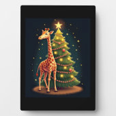 Kerst Giraffe Officiële Boomtopper Funny Tall Fotoplaat (voorkant)