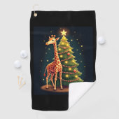 Kerst Giraffe Officiële Boomtopper Funny Tall Golfhanddoek (Insitu)