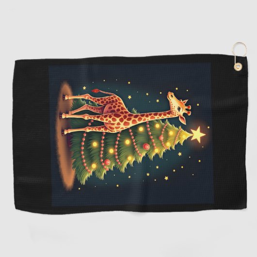 Kerst Giraffe Officiële Boomtopper Funny Tall Golfhanddoek (Horizontaal)