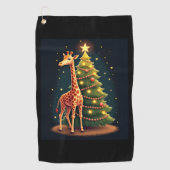 Kerst Giraffe Officiële Boomtopper Funny Tall Golfhanddoek (Voorkant)