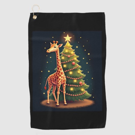 Kerst Giraffe Officiële Boomtopper Funny Tall Golfhanddoek (Voorkant)
