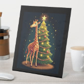 Kerst Giraffe Officiële Boomtopper Funny Tall Reclamebord Met Voetstuk (Insitu)