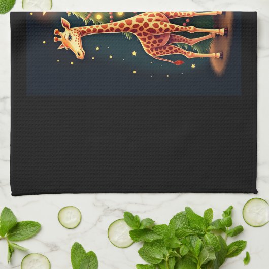 Kerst Giraffe Officiële Boomtopper Funny Tall Theedoek (Gevouwen)