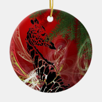 Kerst Giraffe ~ Rond Ornament