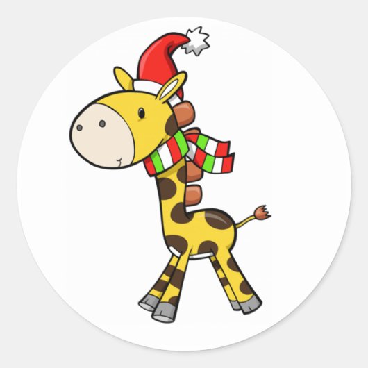 Kerst Giraffe Sticker (Voorkant)