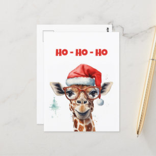 Kerst Giraffe Waterverf Briefkaart