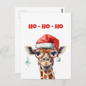 Kerst Giraffe Waterverf Briefkaart (Voorkant / Achterkant)