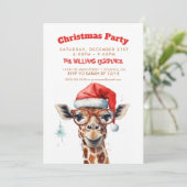 Kerst Giraffe Waterverf Kaart (Staand voorkant)