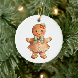 Kerst Girl met Gemberkoek Thema Keramisch Ornament