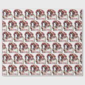 Kerst Girly Gnome met Plaid Pet Cadeaupapier (Vlak)