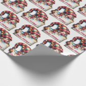 Kerst Girly Gnome met Plaid Pet Cadeaupapier (Hoek)