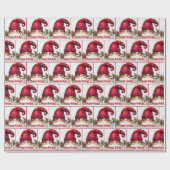Kerst Girly Gnome met Plaid Pet Cadeaupapier (Vlak)