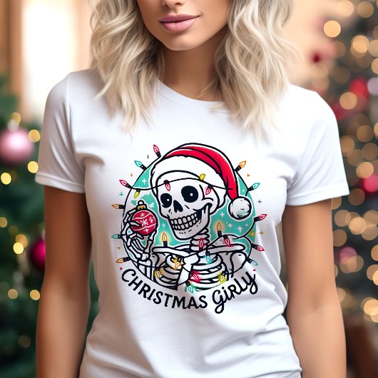 Kerst Girly Skeleton Leuke Vakantie Tri-Blend Shirt