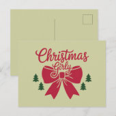 Kerst Girly Tree Bow esthetische cadeau voor haar Briefkaart (Voorkant / Achterkant)