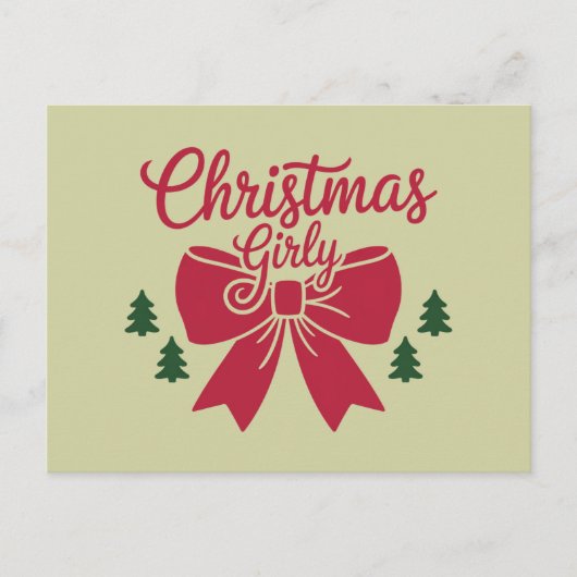 Kerst Girly Tree Bow esthetische cadeau voor haar Briefkaart (Voorkant)