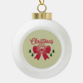 Kerst Girly Tree Bow esthetische cadeau voor haar Keramische Bal Ornament (Voorkant)