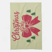 Kerst Girly Tree Bow esthetische cadeau voor haar Theedoek (Verticaal)