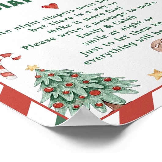 Kerst"Gisteravond luiers"Baby shower spel Kaart Poster (Hoek)