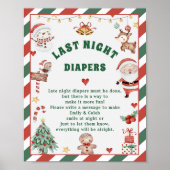 Kerst"Gisteravond luiers"Baby shower spel Kaart Poster (Voorkant)