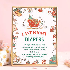 Kerst "gisteravond luiers" Baby shower spel Poster