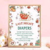 Kerst "gisteravond luiers" Baby shower spel Poster