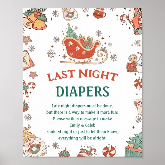 Kerst "gisteravond luiers" Baby shower spel Poster (Voorkant)