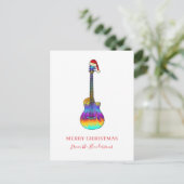 Kerst gitaar op maat feestdagenkaart (Staand voorkant)