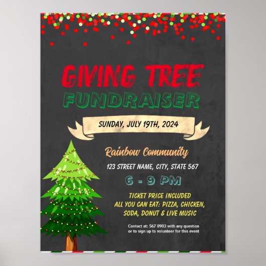 Kerst Giving Tree Fundraiser sjabloon Poster (Voorkant)