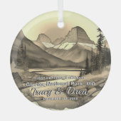 Kerst Glacier National Park Sepia EngageCouple Glas Ornament (Voorkant)