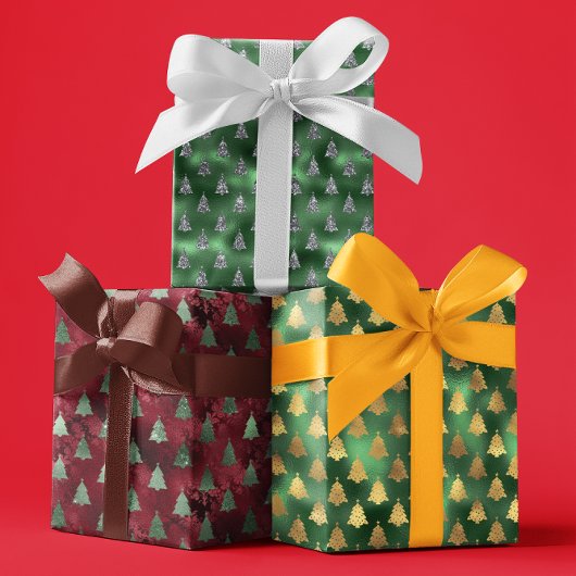 Kerst Glam Folie Metallic Glitter bomen Inpakpapier Vel