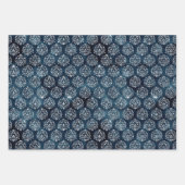 Kerst Glam Folie Metallic Glitter Bourgogne Navy Inpakpapier Vel (Voorkant)