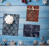 Kerst Glam Folie Metallic Glitter Bourgogne Navy Inpakpapier Vel