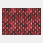 Kerst Glam Folie Metallic Glitter Trees Inpakpapier Vel (Voorkant)