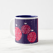 Kerst glans kerstbal rood/blauw vrouw mok (Voorkant links)