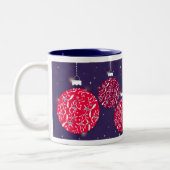 Kerst glans kerstbal rood/blauw vrouw mok (Links)