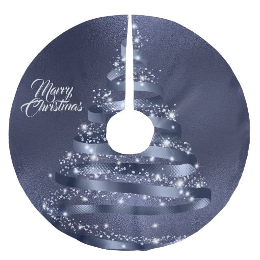 Kerst glanzend blauwe lint boom glans kerstboom rok (Voorkant)