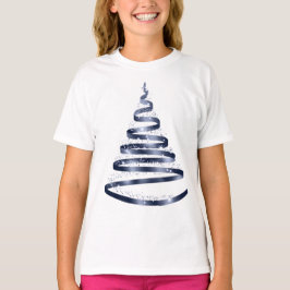 Kerst glanzend blauwe lint boom glans t-shirt