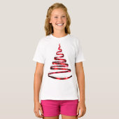 Kerst glanzend rode lint boom glans t-shirt (Voorkant volledig)