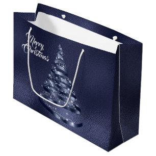 Kerst Glanzende Blauwe Ribbon Tree Sparkle Groot Cadeauzakje