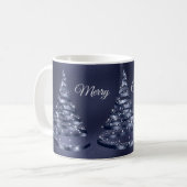 Kerst Glanzende Blauwe Ribbon Tree Sparkle Koffiemok (Voorkant links)