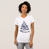 Kerst Glanzende Blauwe Ribbon Tree Sparkle T-shirt (Voorkant volledig)