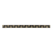 Kerst Glanzende Gouden Boom Sparkle Zwart Elegant Satijnen Lint (Voorkant)