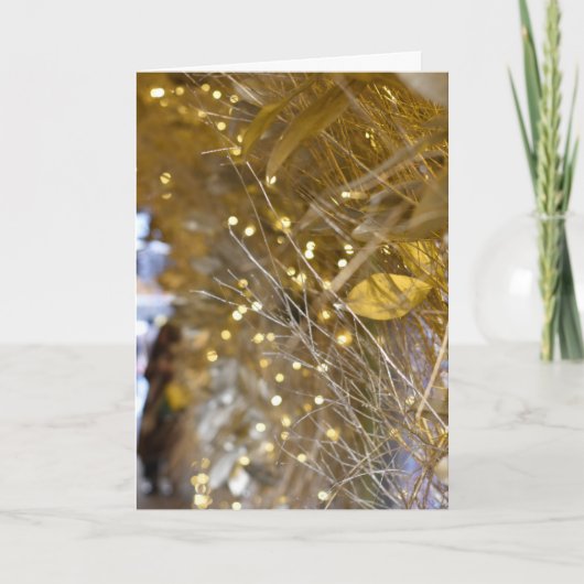 Kerst Glanzende Gouden Lichtjes Londen UK Foto Kaart (Voorkant)