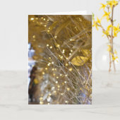 Kerst Glanzende Gouden Lichtjes Londen UK Foto Kaart (Gele Bloem)