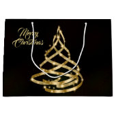 Kerst Glanzende Gouden Lint Boom Sparkle Zwart Groot Cadeauzakje (Voorkant)